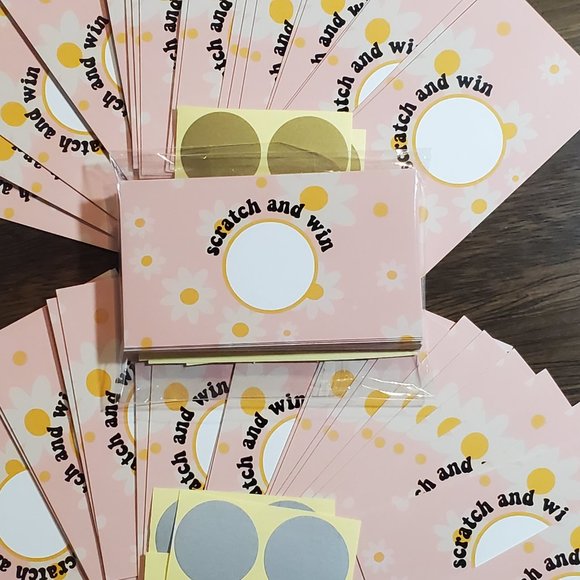 Scratch & Win-Thank You Cards- Party-Shower-Pink with White Daisies - 40 Cards - Picture 6 of 8